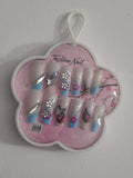 Fashion Nail press-on set - pink plaid charm design