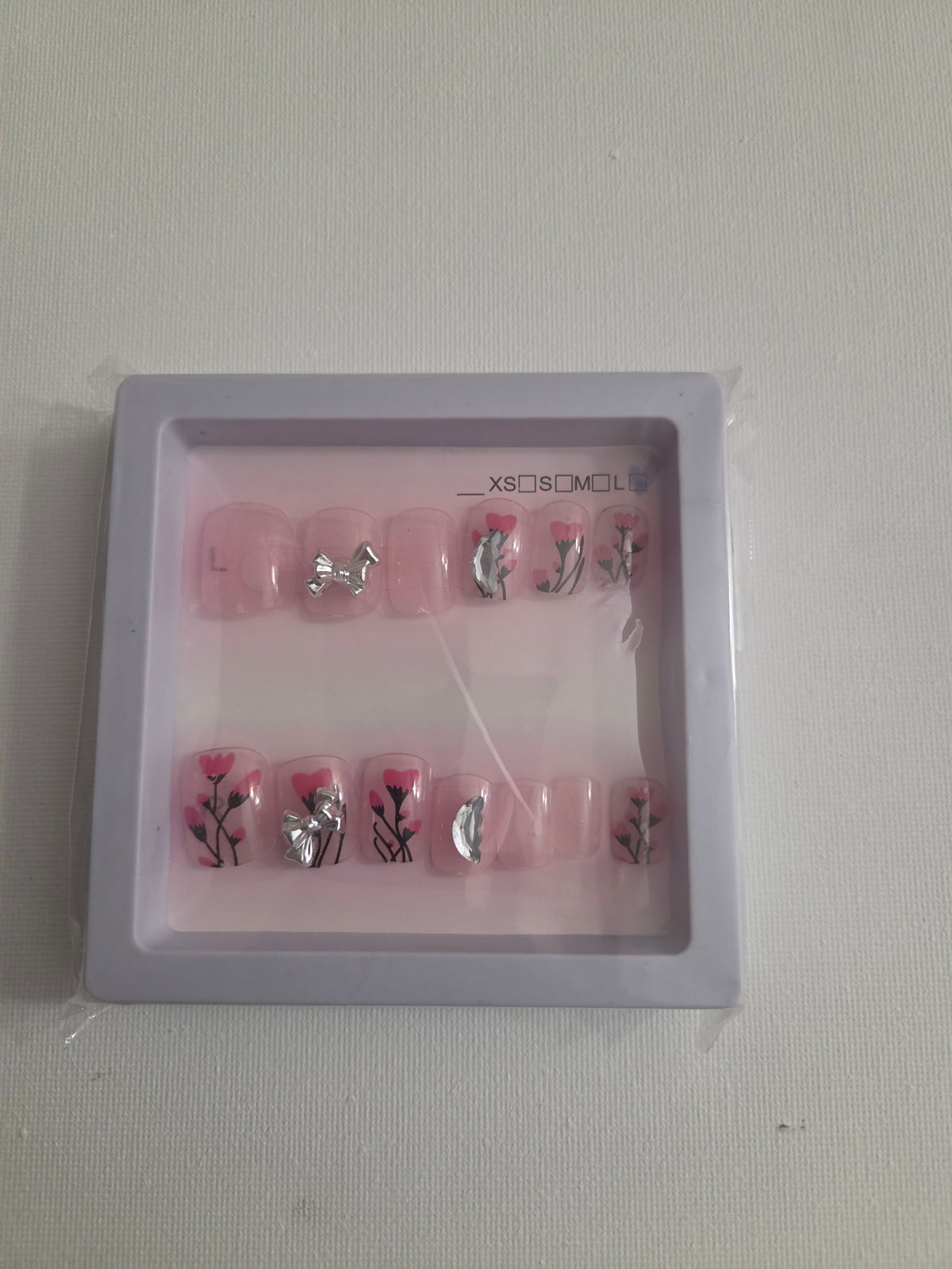 Purple ombre stars and angel press-on nail set with silver fairy charm