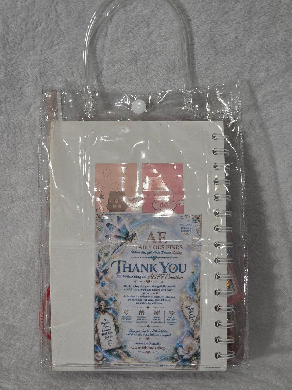 Kawaii Gift Bag Capy Bara Dreams — bag showing AEFF thank you card and contents