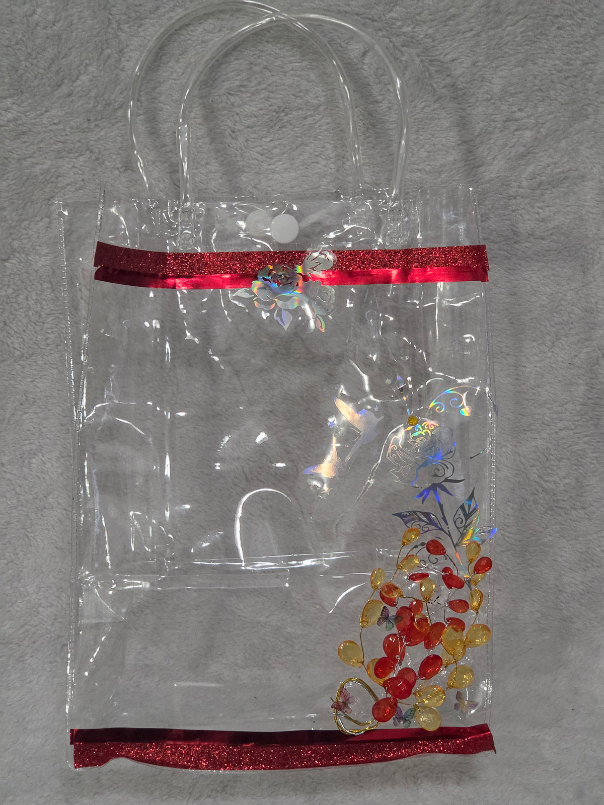 Jewelry Gift Bag — all contents laid out showing Macy's bracelet, earrings, necklace, bangles and crystal fairy brooch
