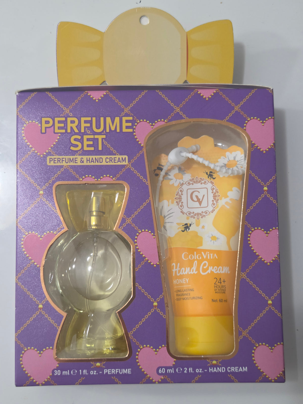 Rose perfume and hand cream gift set front