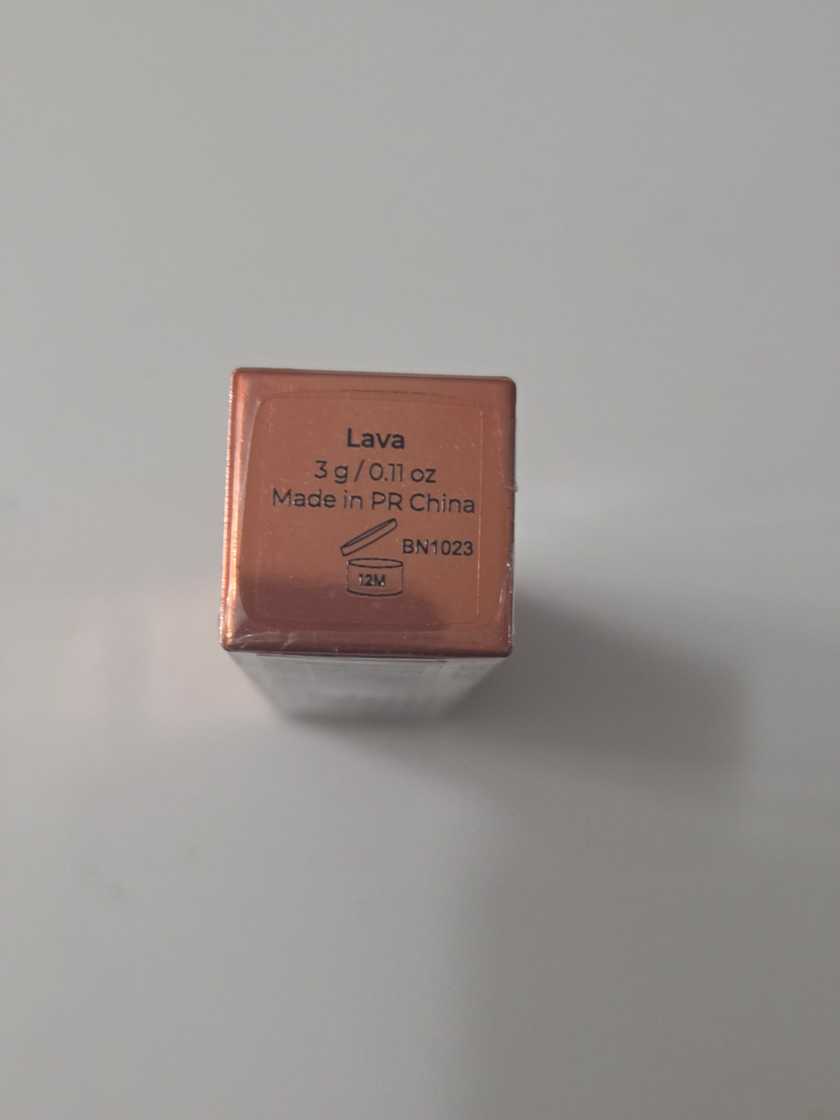 MCoBeauty Lava lip balm ingredient label and barcode