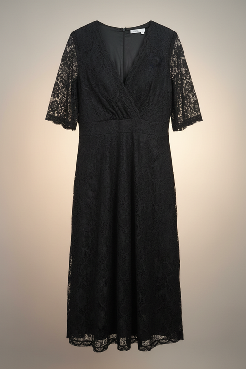 Black All-Lace Midi — Continuous Lace Floating