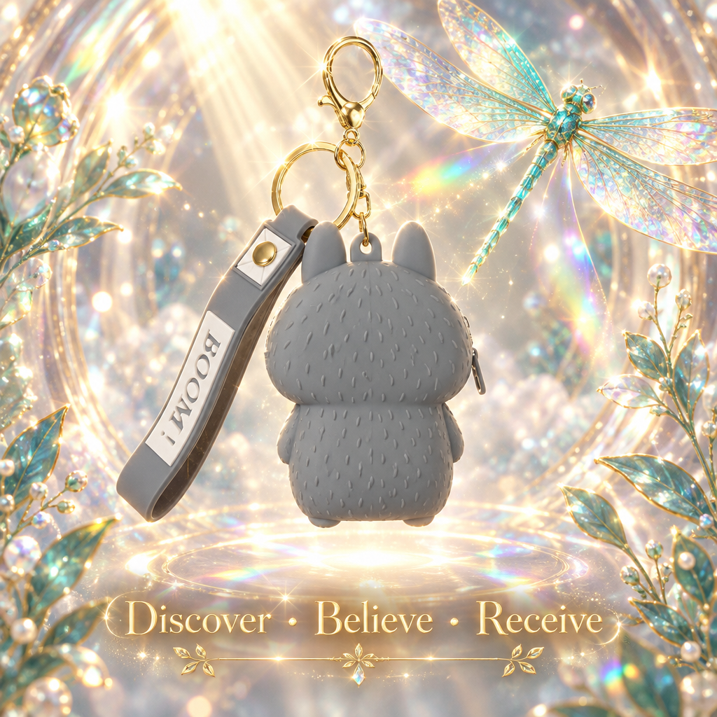 Gray Labubu Keychain — Back