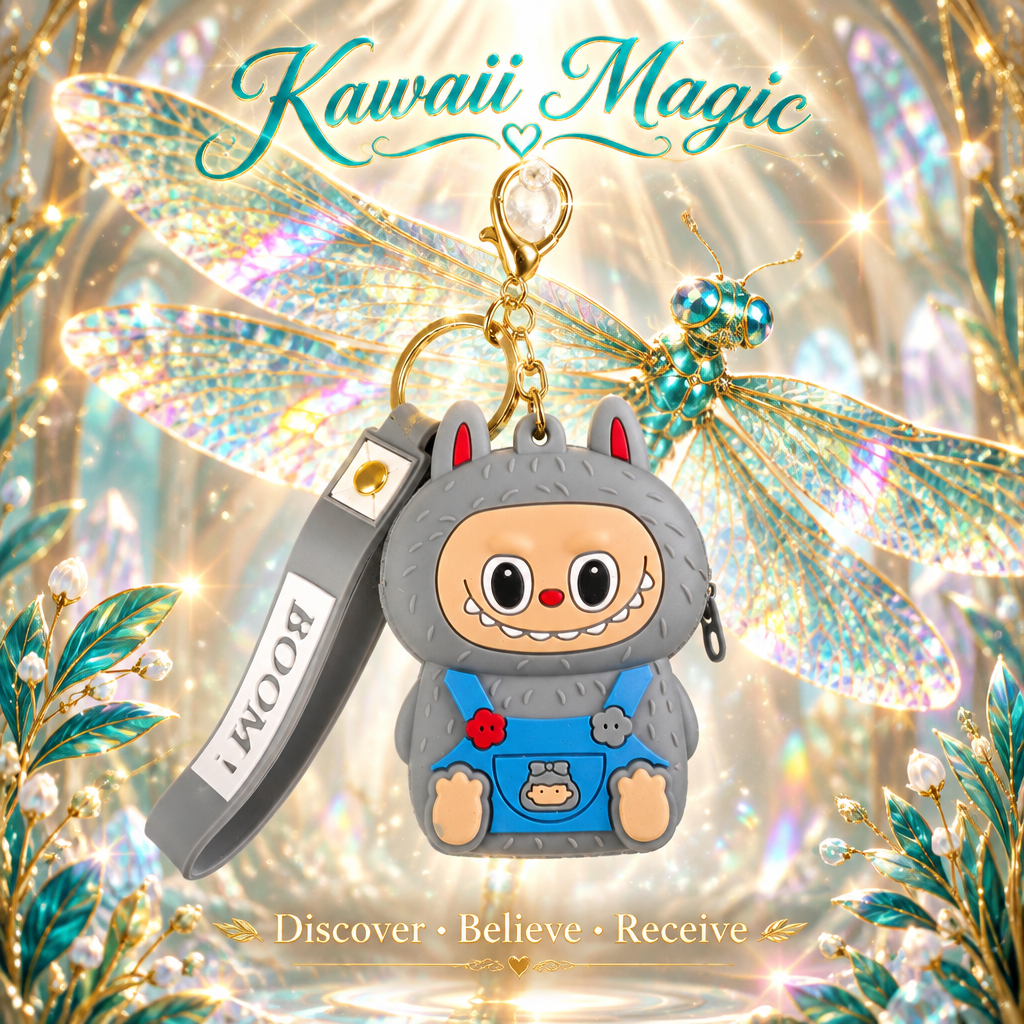 Gray Labubu Keychain — Front Character