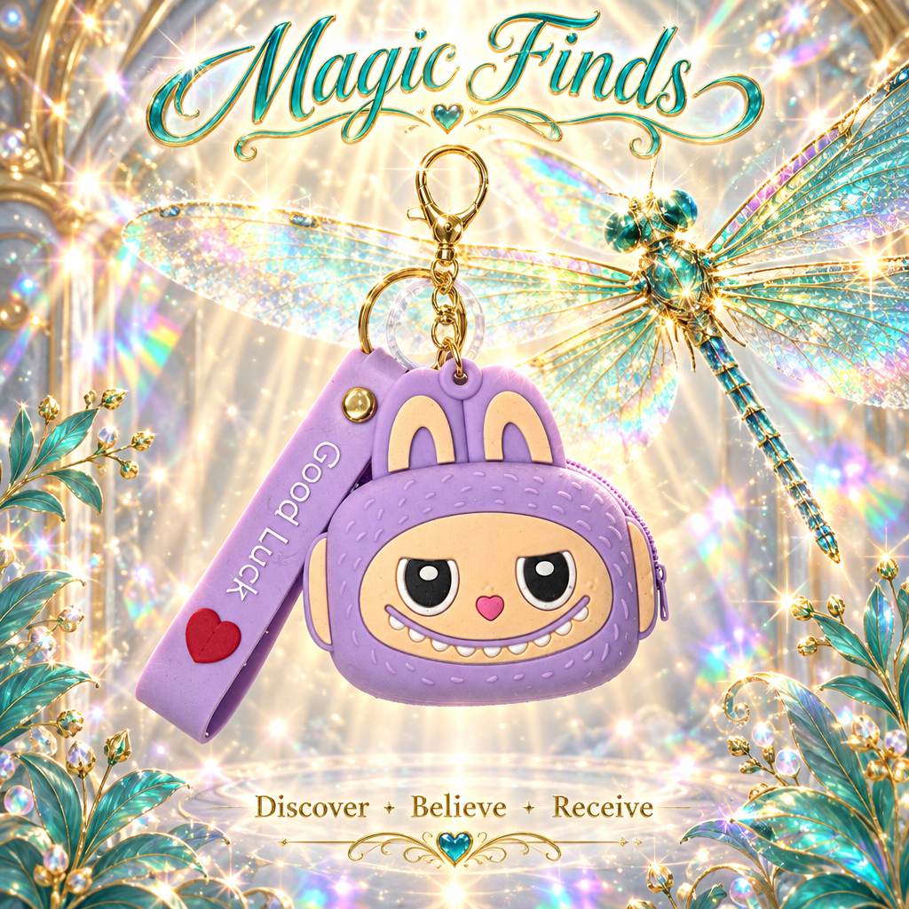 Purple Labubu Keychain — Front
